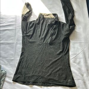 New Balance Gray Fitted Sweatshirt with Tan Polo Collar